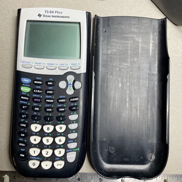 Texas Instruments TI-84 Plus Graphing Calculator - Black WORKS with Lid.